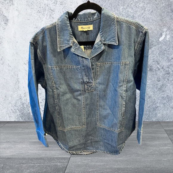 Madewell Popover Denim Top NWT - Picture 2 of 4
